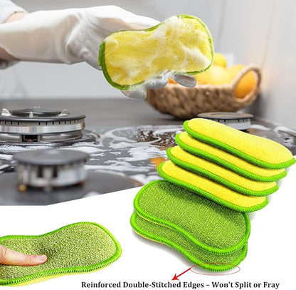 Dish Sponges Kitchen, 12 Pack Multi-Purpose Microfiber Scrub Sponge - Dual-Sided Heavy Duty Non-Scratch Scrubber, Reusable Cleaning Sponge for Dishes, Pots, Pans, Stovetop & Sink - Image 6