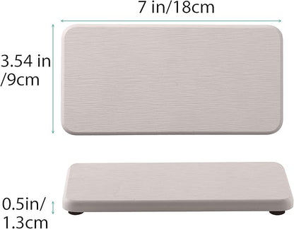 NiuYichee 2 Pcs Water Absorbing Stone Trays, Kitchen/Bathroom Sink Soap Dish, Diatomite Tray Used for Hand Soap & Cosmetic Bottles in The Modern Home, 3.5" W x 7.1" L, White