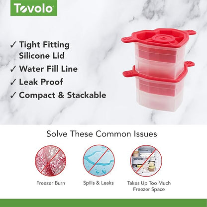 Tovolo Heart Shaped Ice Cubes Mold Pack of 2 Large Craft Ice Molds for Whiskey Bourbon Cocktails, Easy Fill No Leak Silicone Ice Molds Gift for Him Stackable Dishwasher Safe BPA Free Heart Ice - Image 3