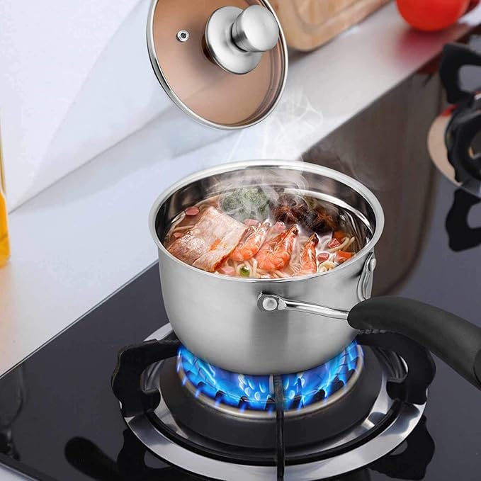 TeamFar 1 Quart Saucepan, Stainless Steel Saucepan with Lid, Small Sauce Pot Milk Pan Cookware for Home Cooking, Non Toxic & Healthy, Easy Clean & Dishwasher Safe - Image 5