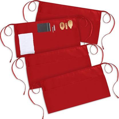 Utopia Wear 4 Pack Server Aprons with 3 Pockets, Waiter and Waitress Waist Aprons for Women with Pockets, Men Short Aprons - Image 6