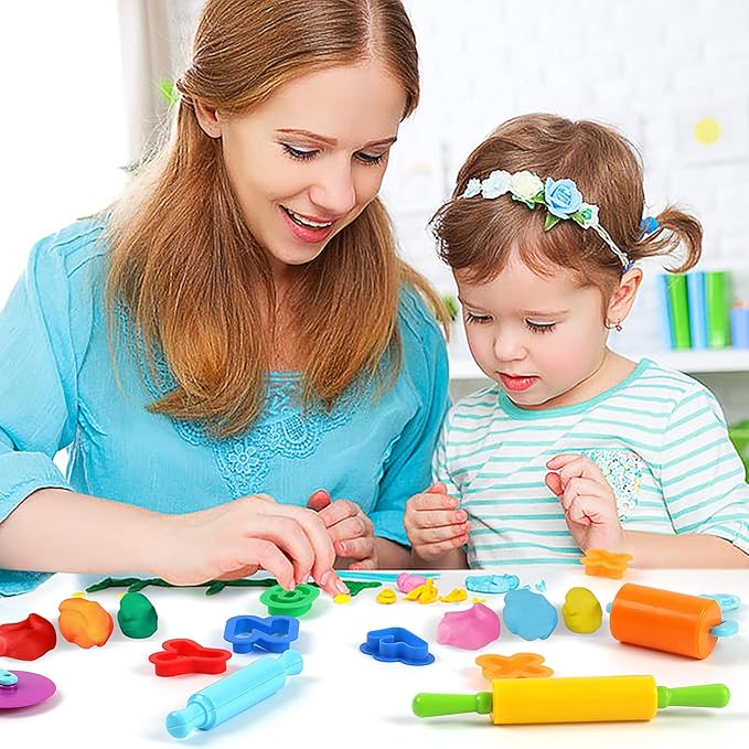 Dough Tools 47 PCS Dough Play Tools Set for Kids, Plastic Alphabet Numbers Cutters, Rollers, Rolling Pins - Image 5