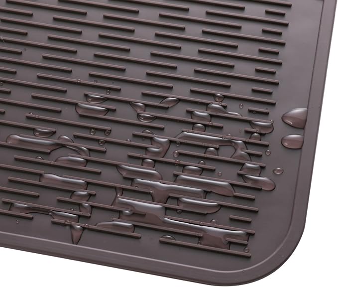 MicoYang Silicone Dish Drying Mat for Multiple Usage,Easy clean,Eco-friendly,Heat-resistant Silicone Mat for Kitchen Counter or Sink,Refrigerator or Drawer Liner Coffee 4XL 32 inches x 18 inches - Image 9