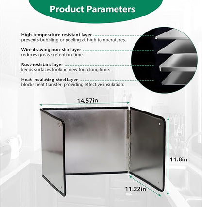 Large 3 Sided Splatter Guard for Frying Stove Top,Oil Splash Guard Cooking for Stove,Non Stick Foldable Splatter Screen for Stove Top (Silver) - Image 4