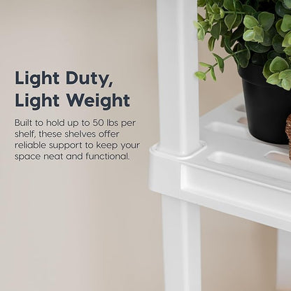 IRIS USA 3-Shelf Light Duty Plastic Storage Shelves, 150lb Capacity, 33" H x 24" W x 12" D, Medium Modular Shelving Unit Storage Organizer for Bathroom, Laundry, Garage & Home, Storage Rack - White