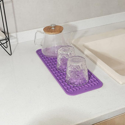MicoYang Silicone Dish Drying Mat for Multiple Usage,Easy clean,Eco-friendly,Heat-resistant Silicone Mat for Kitchen Counter,Sink,Bar,Bottle,or Cup Purple M 17 inches x 6 inches - Image 7