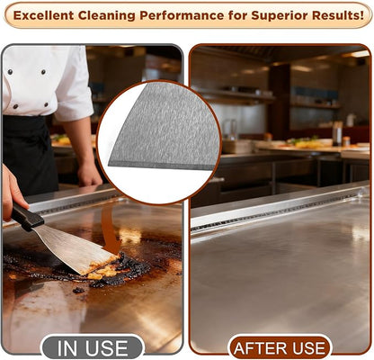 Griddle Scraper，Stainless Steel Grill Scraper,Slant Edge Metal Spatula for Teppanyaki Flat Top BBQ,Grill Cooking,Frying Steak Pork Chop Chicken Chop,Dishwasher Safe - Image 4