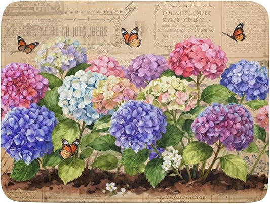 Vintage Flowers Dish Drying Mat Large 24 X18 Hydrangea Microfiber Drying Matt Kitchen Counter by Giwawa