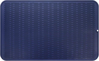 MicoYang Silicone Dish Drying Mat for Multiple Usage,Easy clean,Eco-friendly,Heat-resistant Silicone Mat for Kitchen Counter or Sink,Refrigerator or Drawer Liner Navy Blue 3XL 28 inches x 18 inches by MicoYang