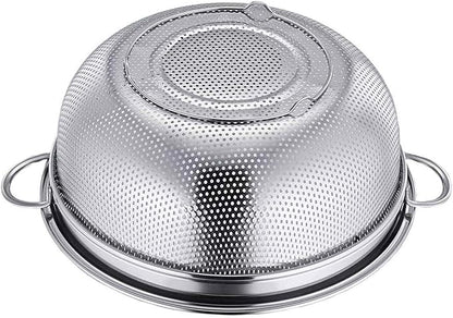 TeamFar Colander, 3qt Colander Strainer Stainless Steel, Solid Handle & Elevation Base, Micro-perforated & Dishwasher Safe
