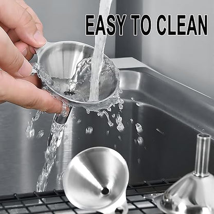 Funnels for Kitchen Bottle Filling, Lmoszuak Mini Stainless Steel Funnels, Multi-use Small Kitchen Funnel Set of 3, for Transferring Liquid, Fluid, Essential Oils, Powder,Tiny Spices,Dishwasher Safe
