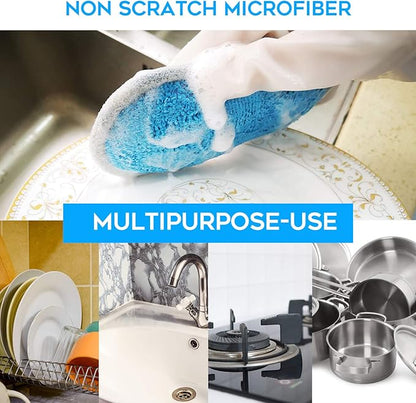 Dual Sided All-Purpose Sponges Kitchen,Dish Sponge for Washing Dishes Cleaning Kitchen,Non Scratch,Rough Scrubbers for Non-Stick Cookware, Soft Microfiber Scrub for Dishes(Bule,6Pack) - Image 6