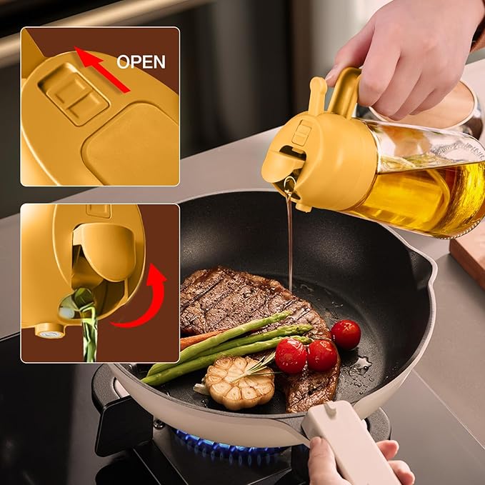 YARRAMATE 16oz/470ml Glass Olive Oil Sprayer for Cooking with Stickers, 2 in 1 Oil Dispenser for Kitchen Gadgets, Food Grade Premium Spray Bottle with Portion Control for Salad, Frying, BBQ (Orange) - Image 7