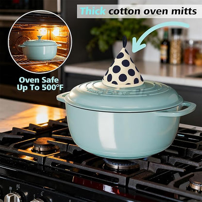 Umite Chef 6QT Enameled Cast Iron Dutch Oven with Lid, Versatile Heavy-Duty Cookware Pot for Baking Bread, Braising, Soups & Stews, Oven & Stovetop Safe with Heat Resistant Gloves（Blue） - Image 7