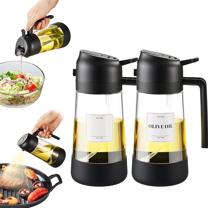 PARACITY 2 in 1 Oil Dipenser Bottle with Silicone Bottom (Black-2PCS) by PARACITY