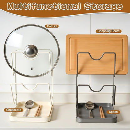 Kitchen Pot Lid Storage Rack,Pot Lid Organizer,Kitchen Pot Lid Holder While Cooking,Space-Saving Lids Racks,Multifunctional Kitchen Pots Lids Organizer for Countertop(Gray) - Image 5