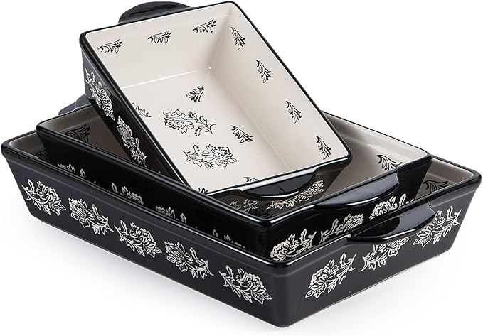 Wisenvoy Baking Dish Ceramic Lasagna Pan Casserole Dish 3-Piece Bakeware Sets Baking Dishes Baking Set Baking Dish Set by wisenvoy