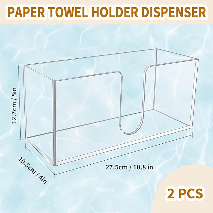 1 Pack Acrylic Paper Towel Holder, Countertop Napkin Dispenser for C-Fold, Multi-Fold & Trifold Paper Towels, 5mm Transparent Acrylic for Kitchen, Bathroom & Restaurant (1)