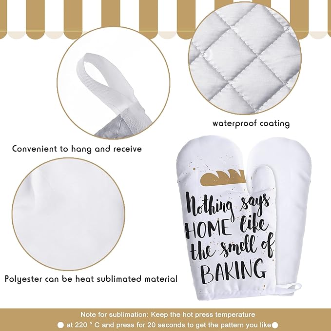 Patelai 50 Pieces Blank Sublimation Oven Mitts Set Include Blank Sublimation Heat Resistance Oven Gloves and Pot Holders for DIY Kitchen Dining Room Accessories