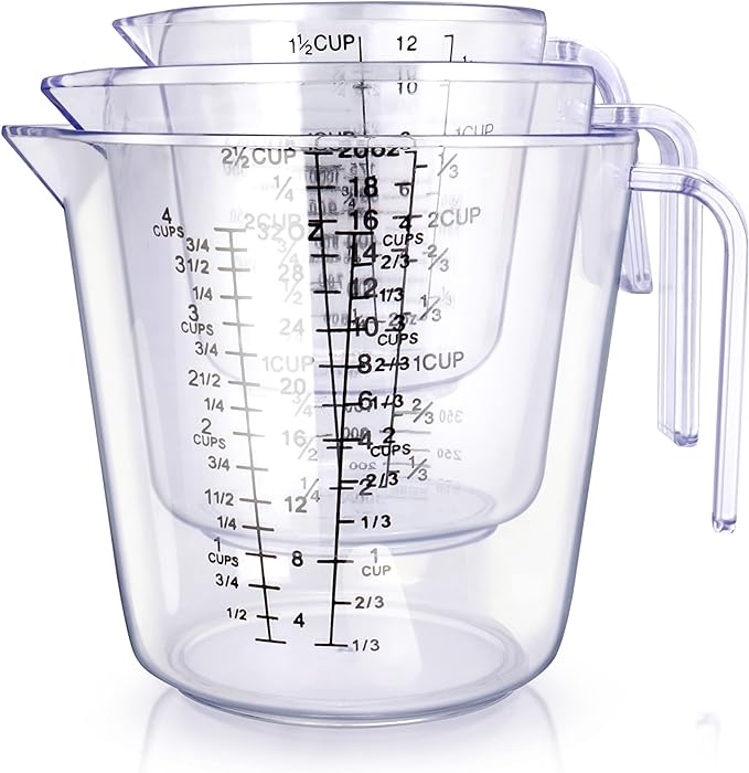 Measuring Cups Set, Liquid Measuring Cups For 3 For Kitchen - BPA Free Plastic Set with Spout Multiple Measurement Scales (Clear) by -BINGBING-