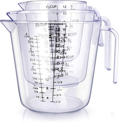 Measuring Cups Set, Liquid Measuring Cups For 3 For Kitchen - BPA Free Plastic Set with Spout Multiple Measurement Scales (Clear) by -BINGBING-