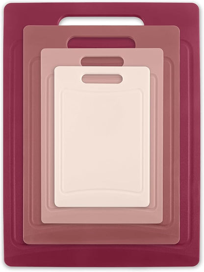 COOK WITH COLOR Non-Slip Cutting Board Set – Kitchen Essentials with Easy Grip Handle for Meat, Veggies, and Fruits, 4 Cutting Boards, Rose - Image 7