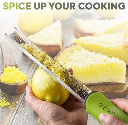 Stainless Steel Cheese Grater & Lemon Zester w/Extra Sharp Blade - Perfect for Lemon, Parmesan, Garlic, Chocolate - Spice Up any Dish in Seconds w/Your Premium Citrus Hand Grater with Handle - Green - Image 3