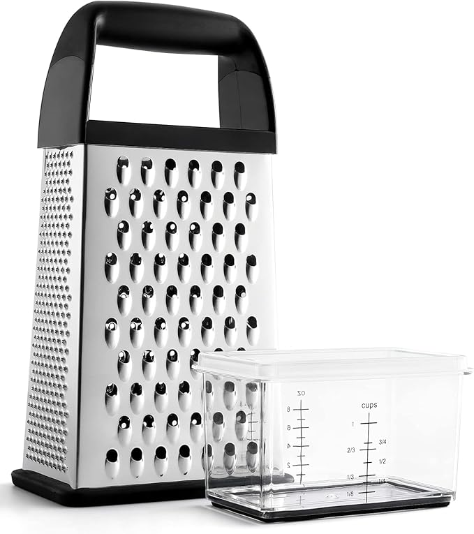 Urbanstrive Cheese Grater With Container Box Grater Stainless Steel Graters for Kitchen Cheese Shredder Parmesan Shredder Kitchen Gadgets Kitchen Tools Kitchen Gifts for Chef Dishwasher Safe Zester by Urbanstrive