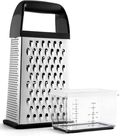 Urbanstrive Cheese Grater With Container Box Grater Stainless Steel Graters for Kitchen Cheese Shredder Parmesan Shredder Kitchen Gadgets Kitchen Tools Kitchen Gifts for Chef Dishwasher Safe Zester by Urbanstrive