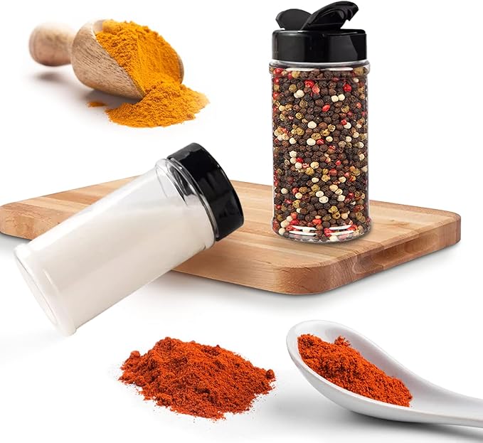 RoyalHouse 6 Pack 16 Oz Plastic Spice Jars with Black Cap, Clear and Safe Plastic Bottle Containers with Shaker Lids for Storing Spice, Herbs and Seasoning Powders, BPA Free, Made in USA - Image 5