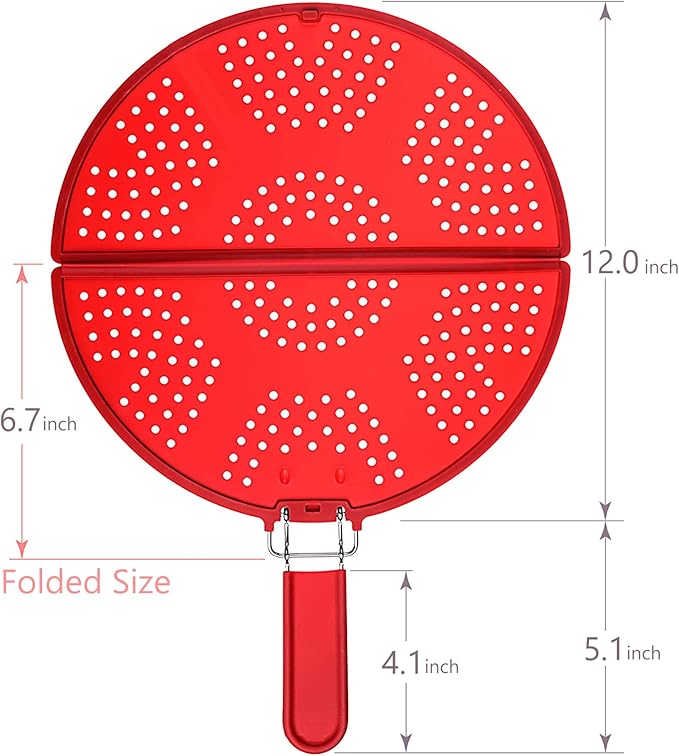 Foldable Splatter Screen for Frying Pan Grease Strainer Guard Silicone Splatter Shields with Folding Handle Multifunction Oil Splatter Screen Strainer