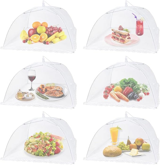 6 Pack Food Tents/Food Covers for Outdoor Mesh Screen Include 6 Standard (17"X 17") Collapsible and Reusable Mesh Food Covers for Outside, Picnic Accessories, BBQ by ZMCINER