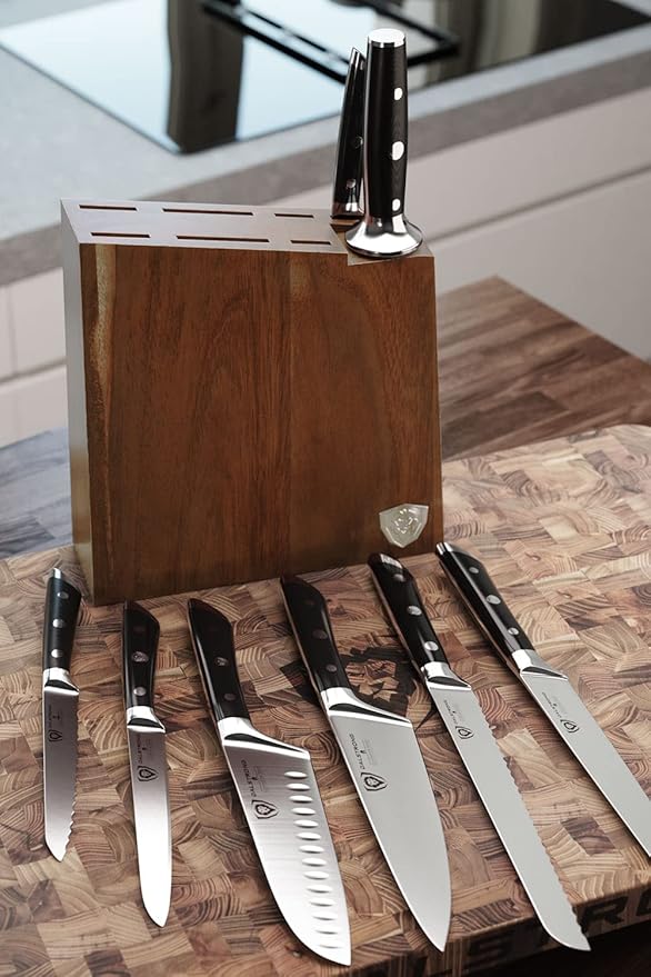 Dalstrong 8-Piece Knife Block Set — German High-Carbon Steel, Full-Tang, Hand-Polished 14–16° Edge — Gladiator Series For First Real Kitchens, New Homeowners & Apartment Cooks — Acacia Block, NSF - Image 9