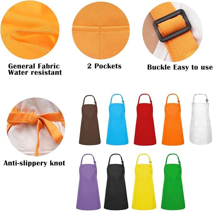 Kids Apron Set Chef Hat Sleeve Outfit Costume Toddler Girl Boy Aprons Cooking Baking Painting 5-13 years old