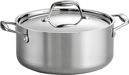 Tramontina Signature Tri-Ply Clad Stainless Steel 5-Quart Dutch Oven Pot with Lid, Induction-Ready, Dishwasher-Safe, NSF-Certified, Made in Brazil by Tramontina
