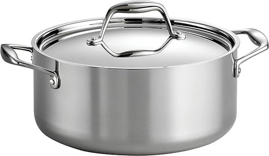Tramontina Signature Tri-Ply Clad Stainless Steel 5-Quart Dutch Oven Pot with Lid, Induction-Ready, Dishwasher-Safe, NSF-Certified, Made in Brazil by Tramontina