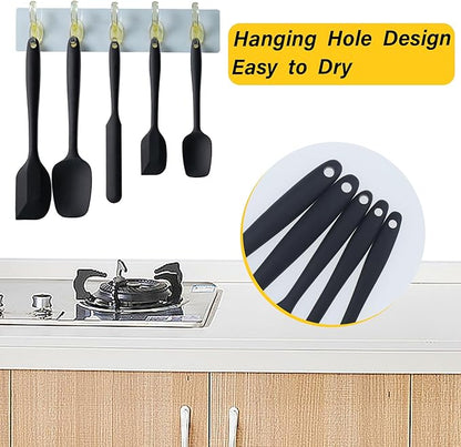 Silicone Spatula Set, 5 Piece Food Grade Rubber Spatulas for Baking, Cooking, and Mixing High Heat Resistant Non Stick Dishwasher Safe BPA-Free (Grey) - Image 5