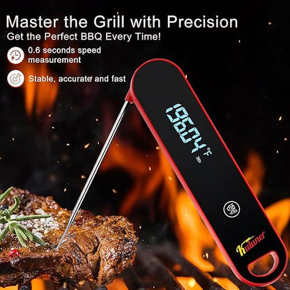 KULUNER The Latest Thermocouple Instant Reading Meat Thermometer Digital,Faster Less Than 0.6 Second Response,IP67 Waterproof Thermometer Suitable for Grilling, Cooking,BBQ Gifts for Men (Red) - Image 2