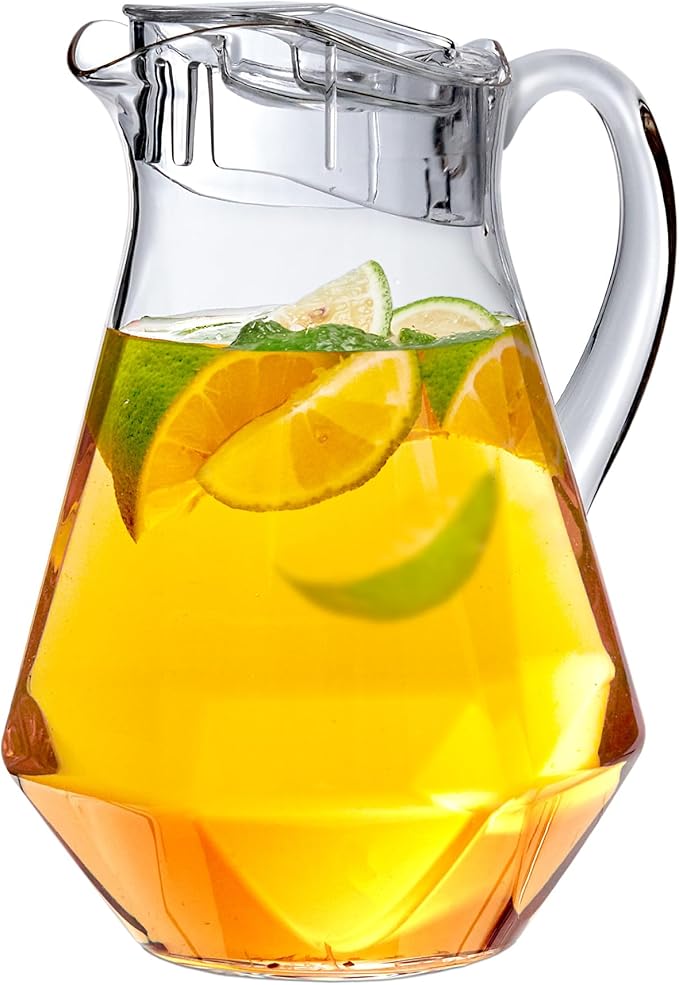Amazing Abby - Sparkly - Plastic Pitcher (64 oz, 2 Quart), Clear Water Pitcher with Lid, Fridge Jug, BPA-Free, Shatter-Proof, Great for Iced Tea, Sangria, Lemonade, Juice, Milk, and More by AmazingAbby