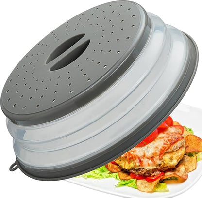 Microwave Splatter Cover Vented for Food, Splatter Guard & Colander Kitchen Gadget for Fruit Vegetables Microwave Plate Cover with Hook Hole,Dishwasher-Safe,BPA-Free Silicone & Plastic (1 Pack) by XGHJ