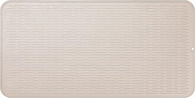 MicoYang Silicone Dish Drying Mat for Multiple Usage,Easy clean,Eco-friendly,Heat-resistant Silicone Mat for Kitchen Counter or Sink,Refrigerator or Drawer Liner Tapioca 5XL 36inches x 18inches by MicoYang