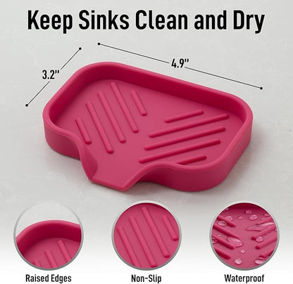 Zulay Kitchen Small Silicone Sponge Holder (4.9x3.3”) – Space-Saving Sink Organizer Tray for Sponge, Soap, Brush & More – Compact Non-Slip Dish for Kitchen & Bathroom (Honeysuckle) - Image 4