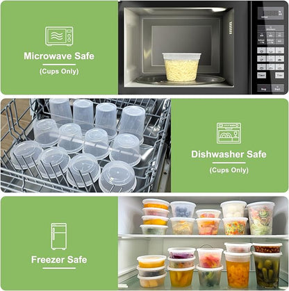 Dipoo 60 Sets (120-Piece) Deli Containers with Lids 16 oz, Leak-Proof & BPA Free Airtight Takeout Plastic Food Storage Containers for Soup, Freezer/Microwave/Dishwasher Safe - Image 5