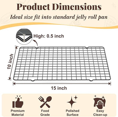 Cooling Racks for Cooking and Baking - 2 PCS 10" x 15" Grid Wire Baking Rack for Oven Cooking, Baking, Grilling, Roasting - Dishwasher Safe Bacon Rack - Fits Jelly Roll Cookie Sheet Pan - Image 2