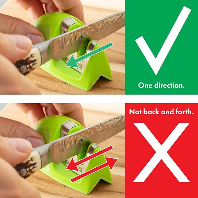 KitchenIQ 50881 - Edge Grip 2-Stage Knife Sharpener - Green - Coarse & Fine Sharpeners -Compact for Easy Storage - Stable Non-Slip Base - Soft Grip Rubber Handle - Straight & Serrated Knives - Image 7