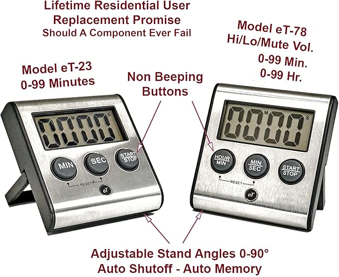 Elegant Digital Kitchen Timer, Stainless Steel Model eT-23, Super Strong Magnetic Back, Loud Alarm, Large Display, Auto Memory, Auto Shut-Off by eTradewinds - Image 3