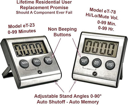 Elegant Digital Kitchen Timer, Stainless Steel Model eT-23, Super Strong Magnetic Back, Loud Alarm, Large Display, Auto Memory, Auto Shut-Off by eTradewinds - Image 3