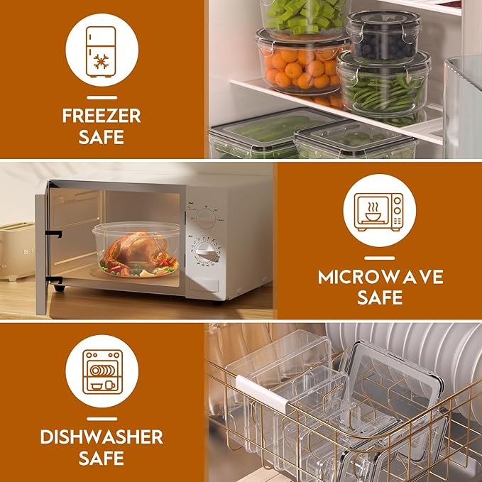 52 PCS Food Storage Containers with Lids Airtight (26 Containers & 26 Lids), Leak proof Meal Prep Container Set for Kitchen Storage, BPA-free, PVC-free Plastic, Microwave/Dishwasher Safe, Labels & Pen - Image 4