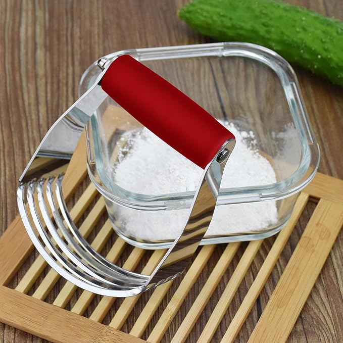 Dough Blender Heavy Duty Pastry Cutter Stainless Steel Butter Cutter Professional Baking Tool For Mixing Flour Butter (Red) - Image 4