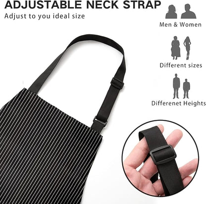 BeLuyi 2 Pack Adjustable Bib Apron with 2 Pockets Chef Cooking Kitchen Restaurant Aprons for Women Men - Image 2